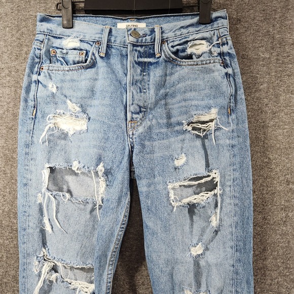 Grlfrnd‎ Womens 'Karolina' Slim Straight High Rise Distressed Jeans Blue Size 26 - Picture 3 of 14